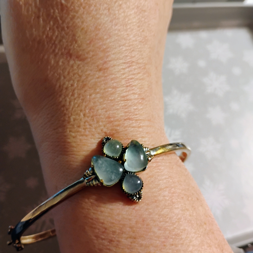 Sophisticated Aquamarine Sterling Silver Bangle